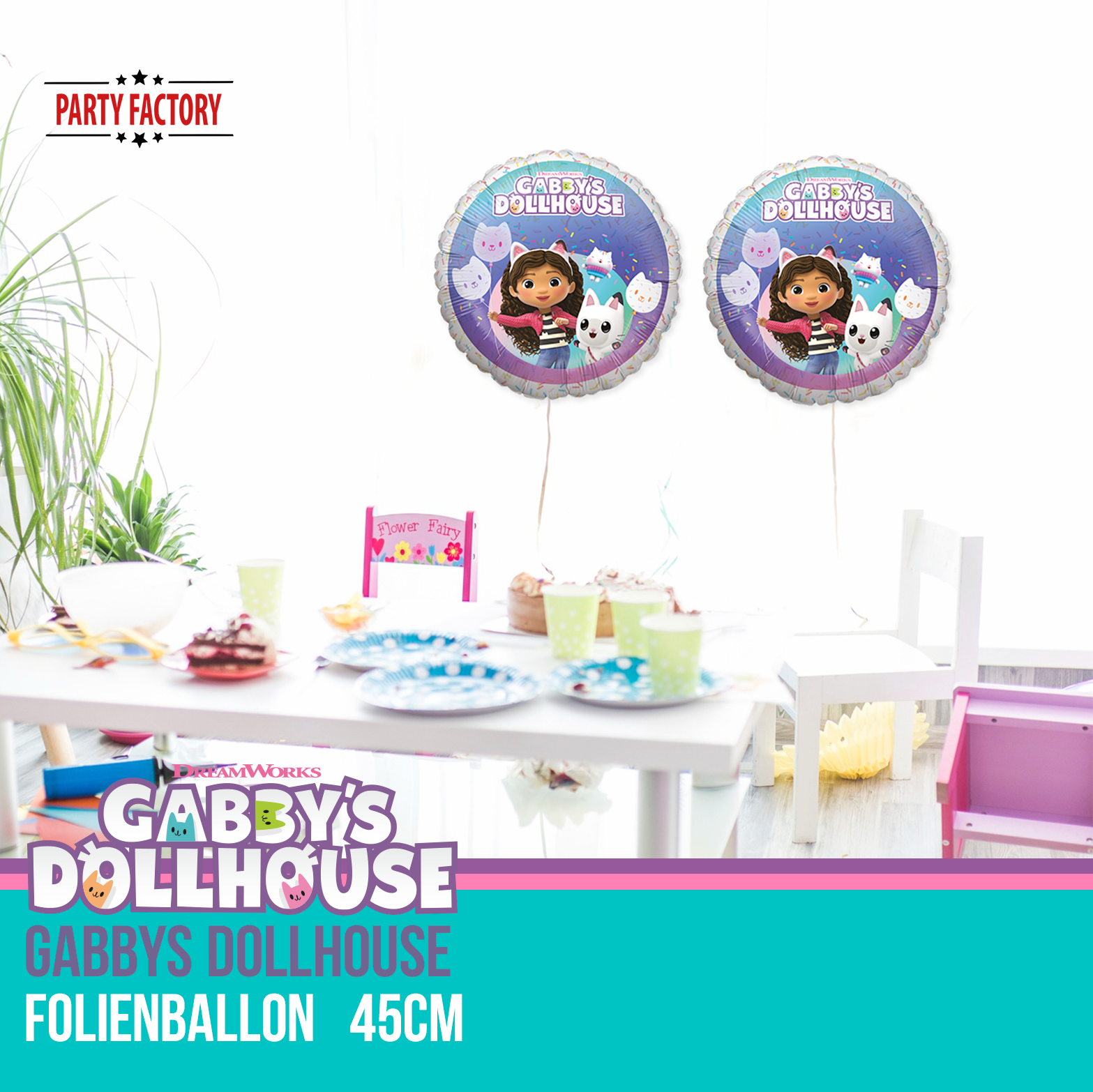 Gabby's Dollhouse Foil Balloon 45 cm Round – Party Balloon Gabby & Cats 3