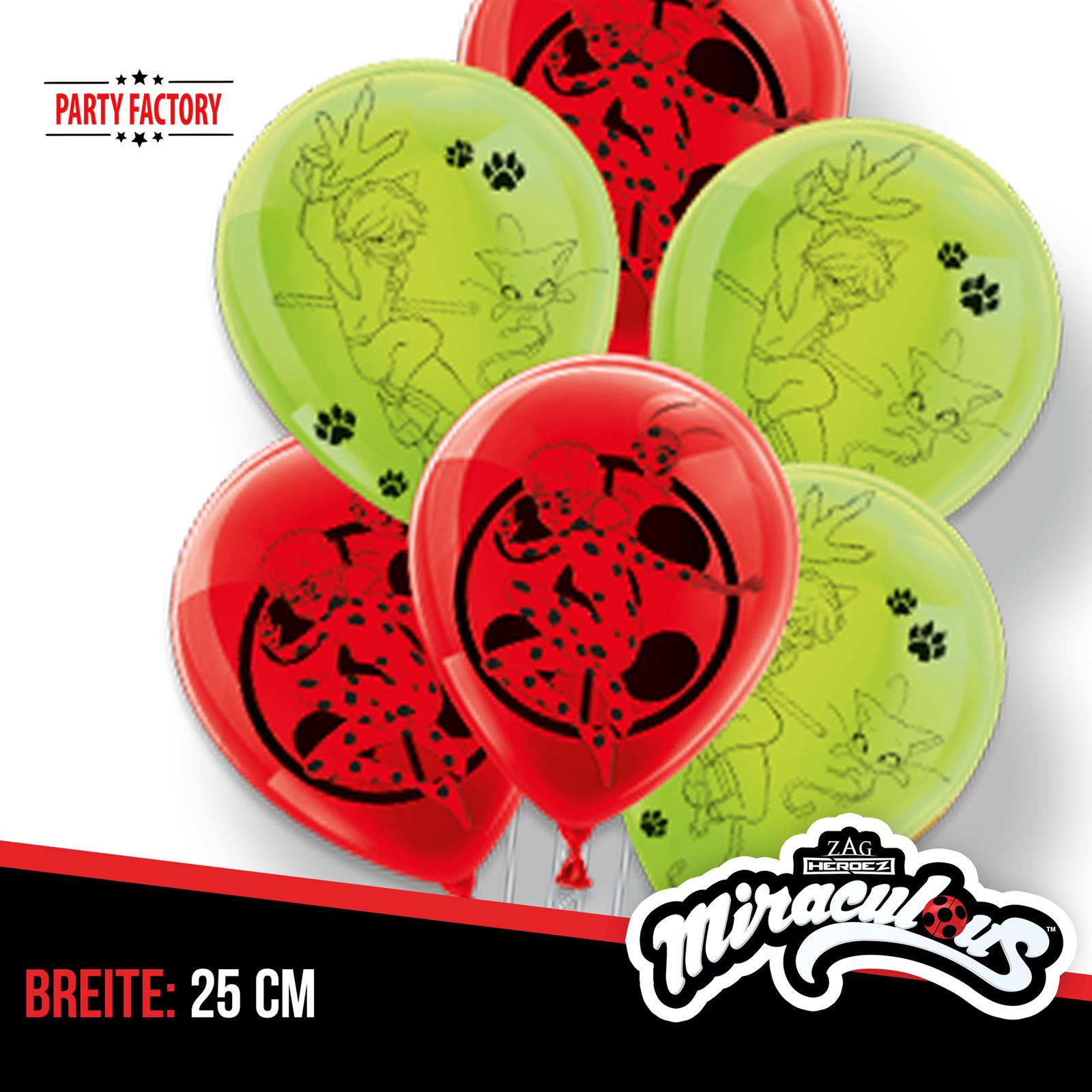 Miraculous Latexballons Set 25 cm 10 Stk. 3