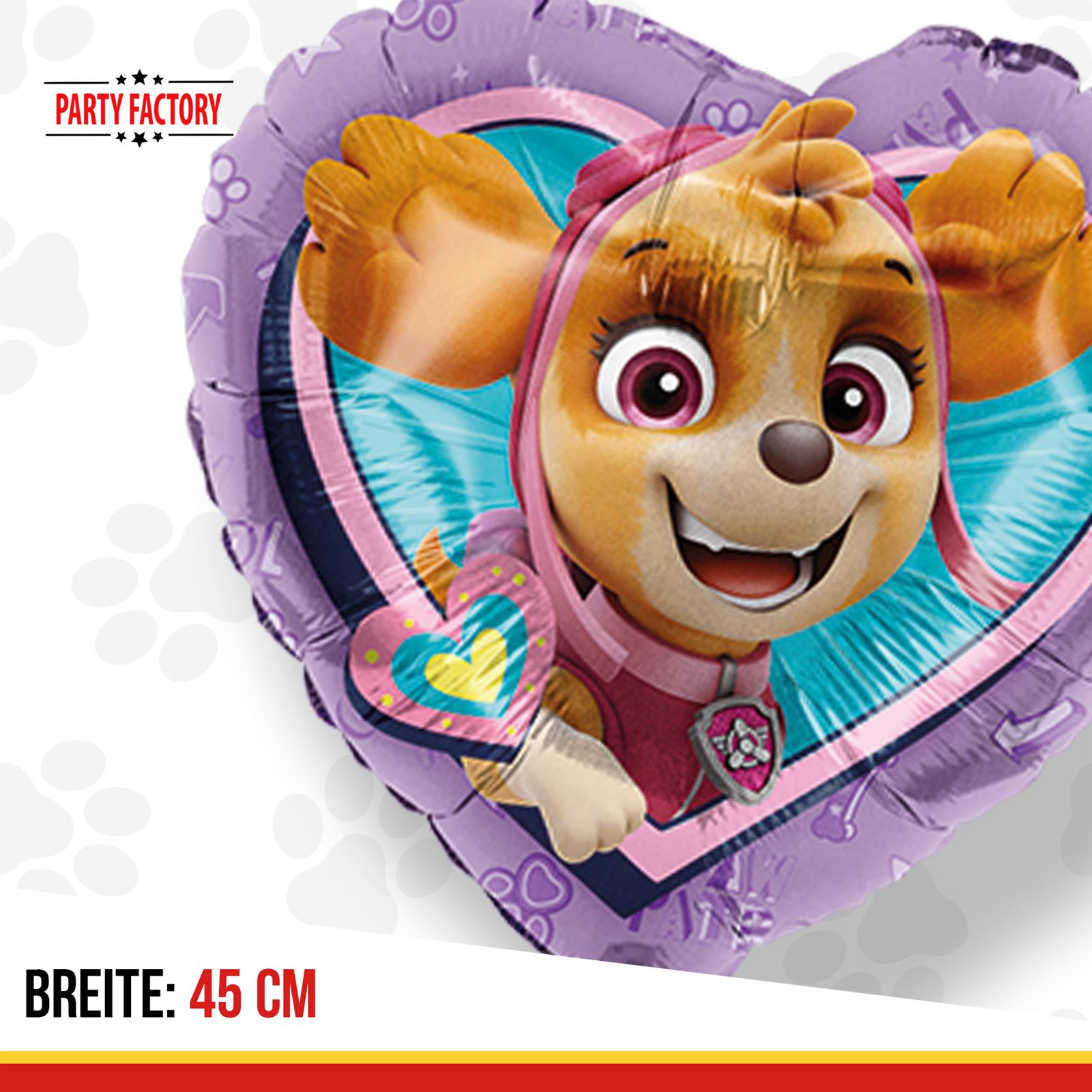 Paw Patrol Skye Herz Folienballon lila Ø45cm 3