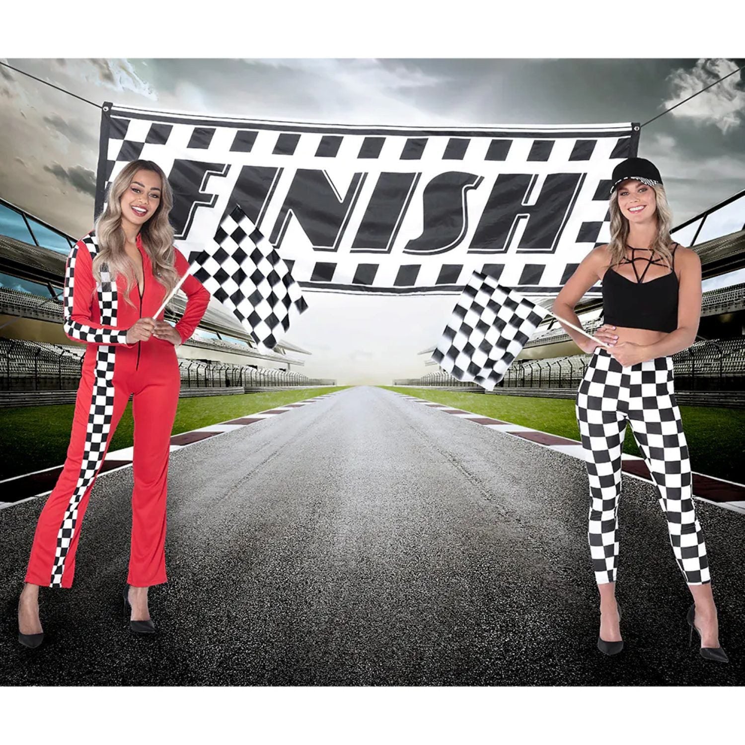 Polyester Banner Racing – Checkered Flag, black and white checkered, 74x220 cm 2
