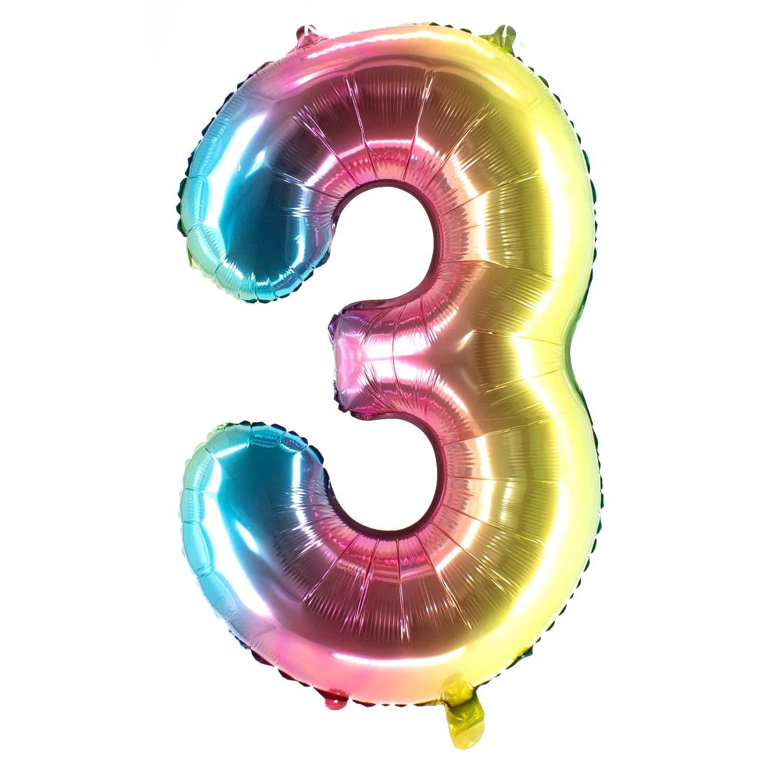 Foil balloons, number balloon, rainbow, 100 cm, numbers 0 to 9, shiny 8