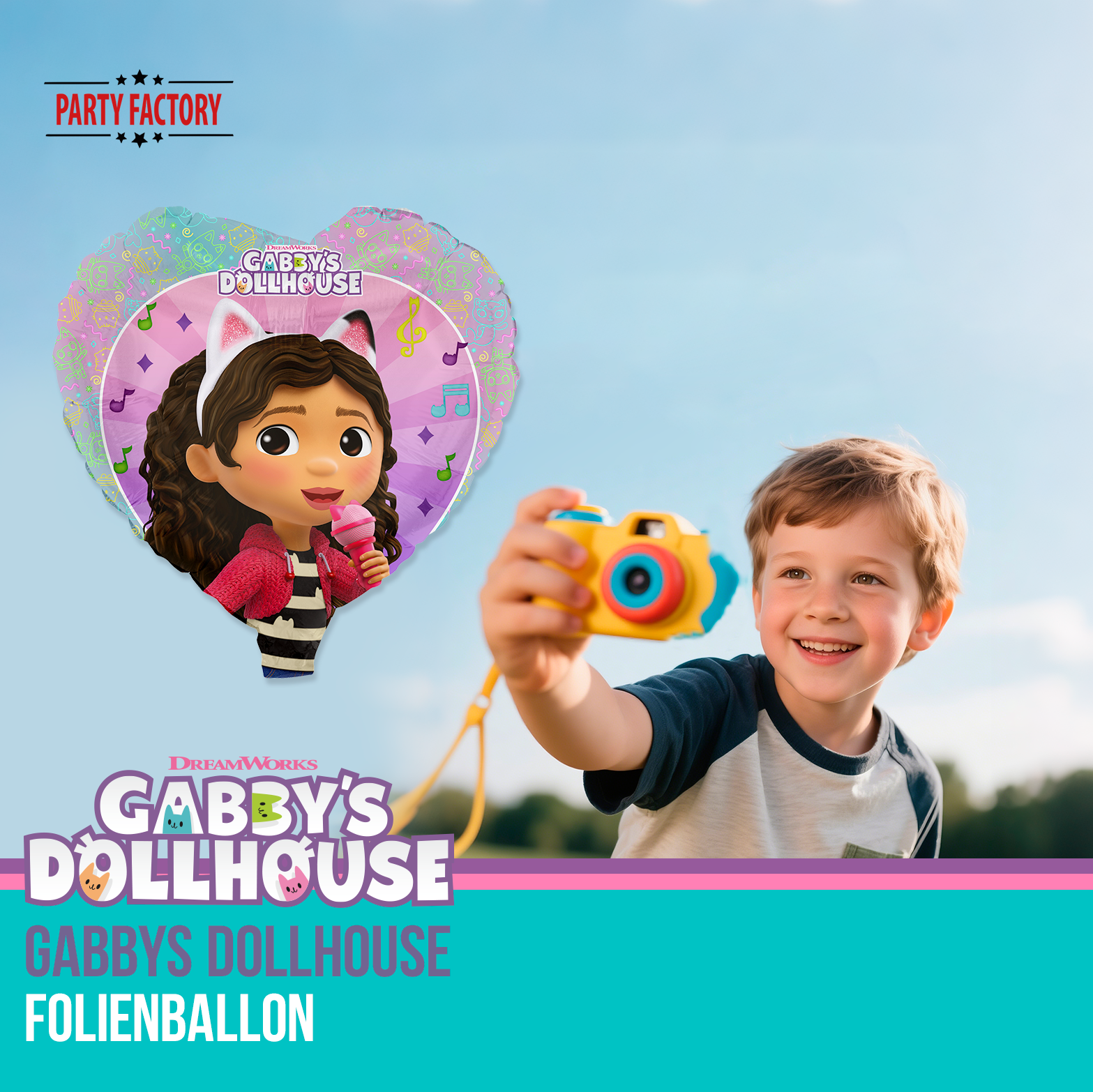 Gabby's Dollhouse Foil Balloon Heart 45 cm - Gabby Party Balloon with Microphone 4