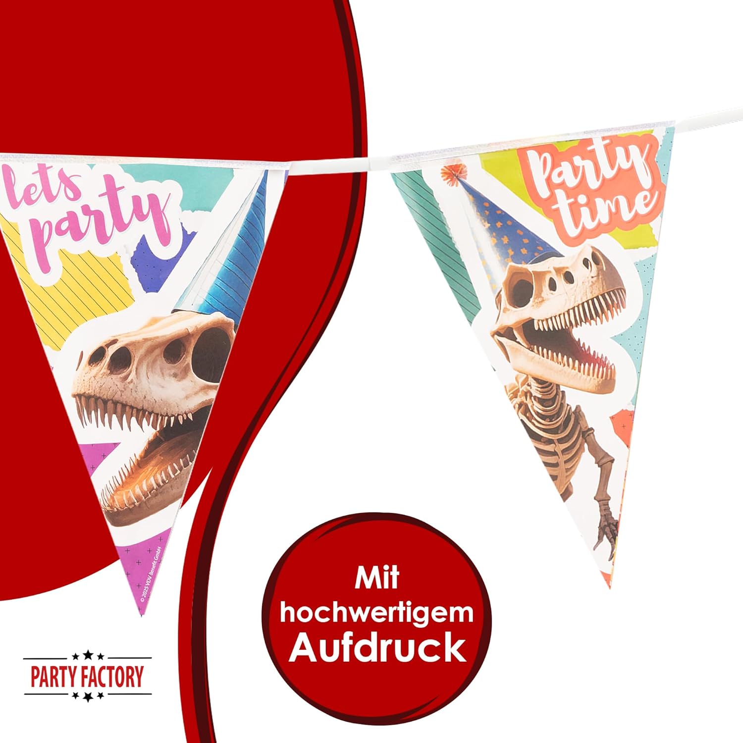 Dinosaur Skeleton Bunting 4-5 m – Cool Dinosaur Party Decoration for Children's Birthday 10