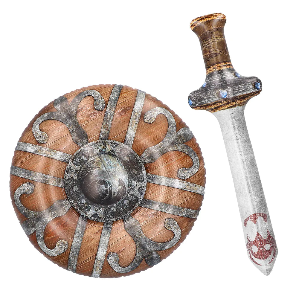 Set of inflatable sword 58 cm &amp; shield 45 cm – Knight &amp; Viking costume set 2