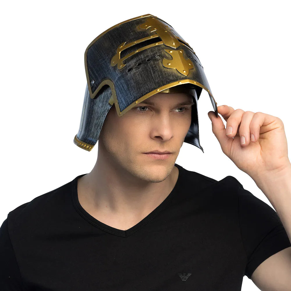 Deluxe Crusader Helmet – Knight's helmet with golden details for medieval costume 3