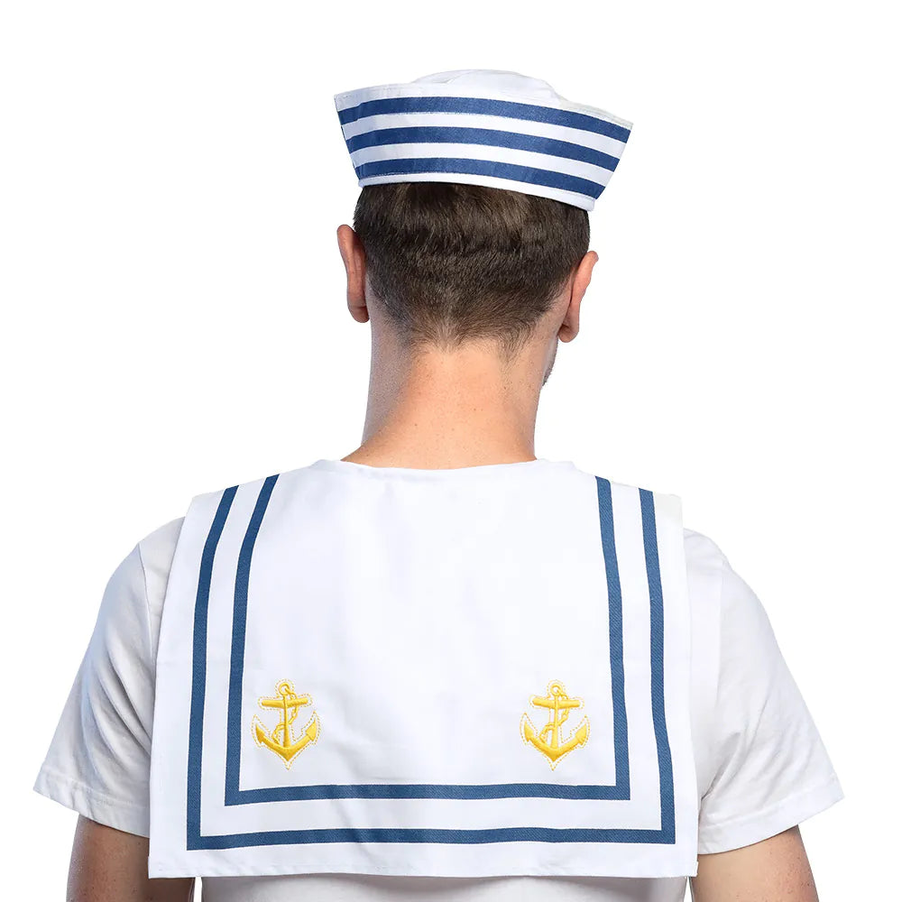 Matrosenkragen mit blauen Streifen – Seemann Accessoire für Marine & Matrosen Kostüm 3