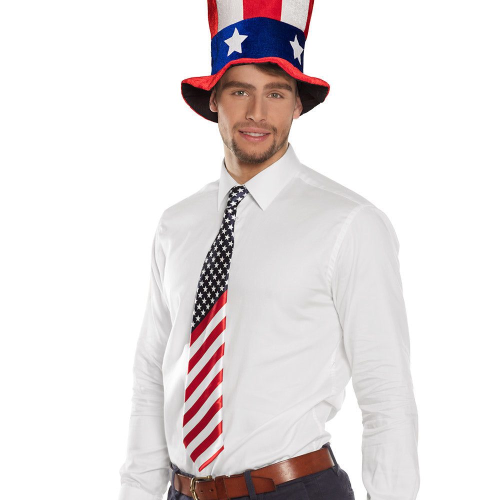 USA tie – American flag, 140 cm, unknotted, for carnival &amp; party