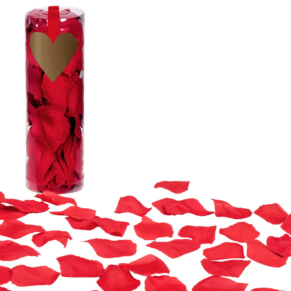 Red polyester rose petals in a tube – decoration for weddings &amp; Valentine's Day 2