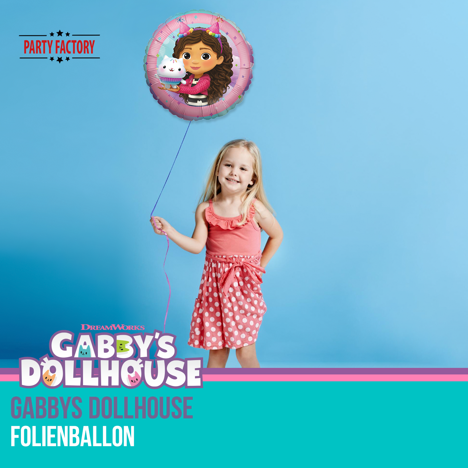 Gabby's Dollhouse Foil Balloon 45 cm - Round with Gabby, Kitty & Cupcake Motif 5
