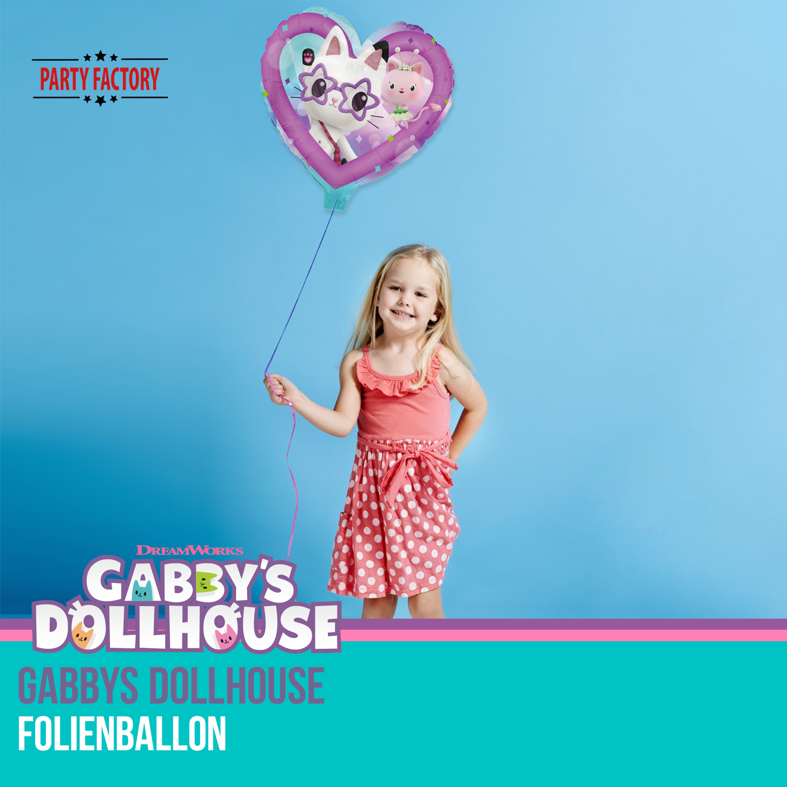 Gabby's Dollhouse Heart Foil Balloon 45 cm – Pandy Paws & Mercat Motif 5