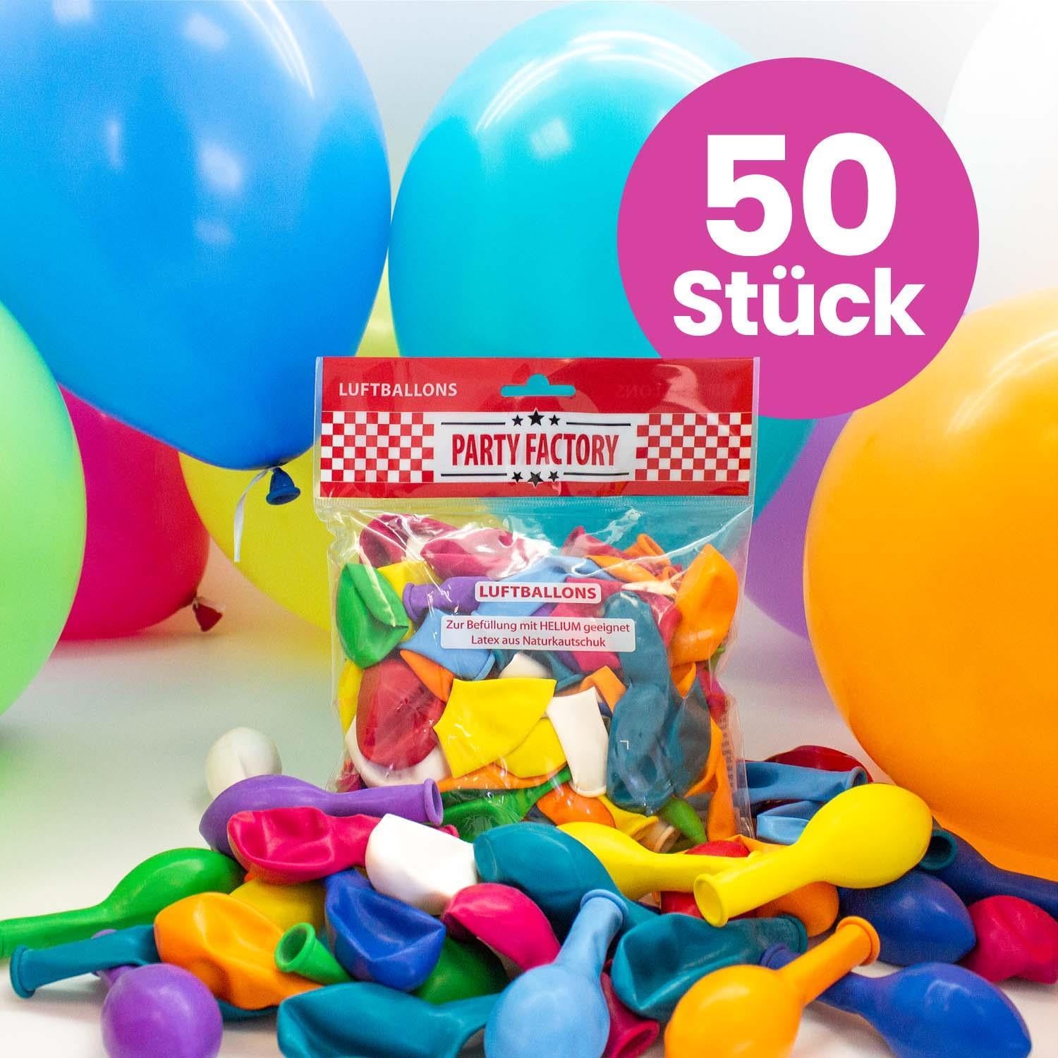 50er Set Latexballons uni bunt ø25cm
