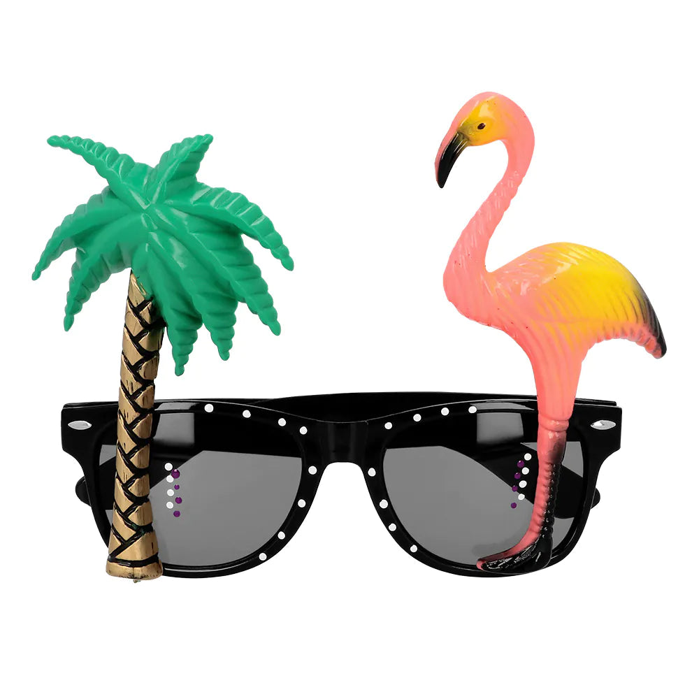 Partybrille Hawaii mit Palme & Flamingo – Lustige Brille für Sommer & Karneval 2