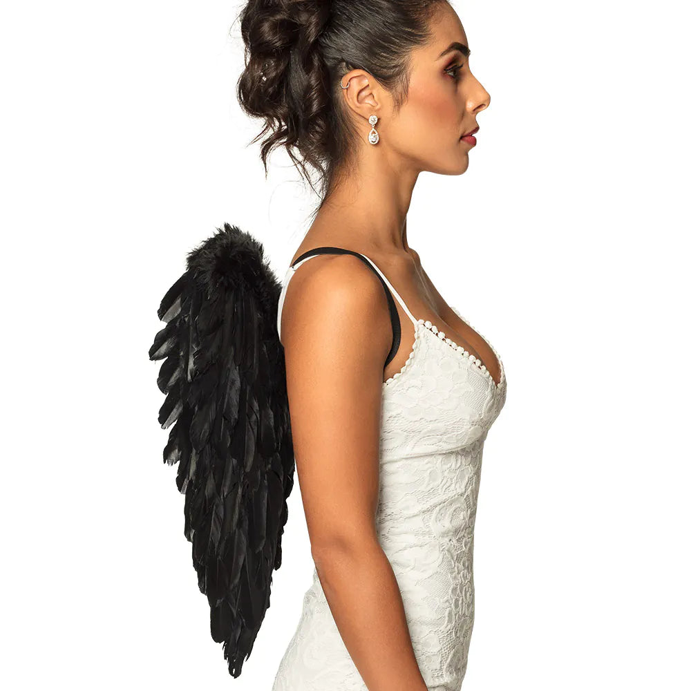 Divine Black Angel Wings 50x50 cm – elegant angel wings for costume &amp; party 2