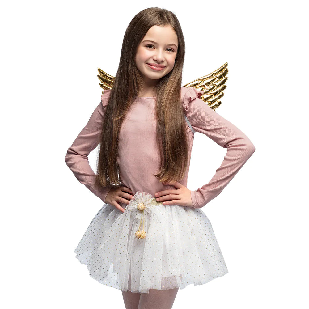 Angel Child Costume Set, Gold or Silver, Choice of Wings and Tutu for Girls 3