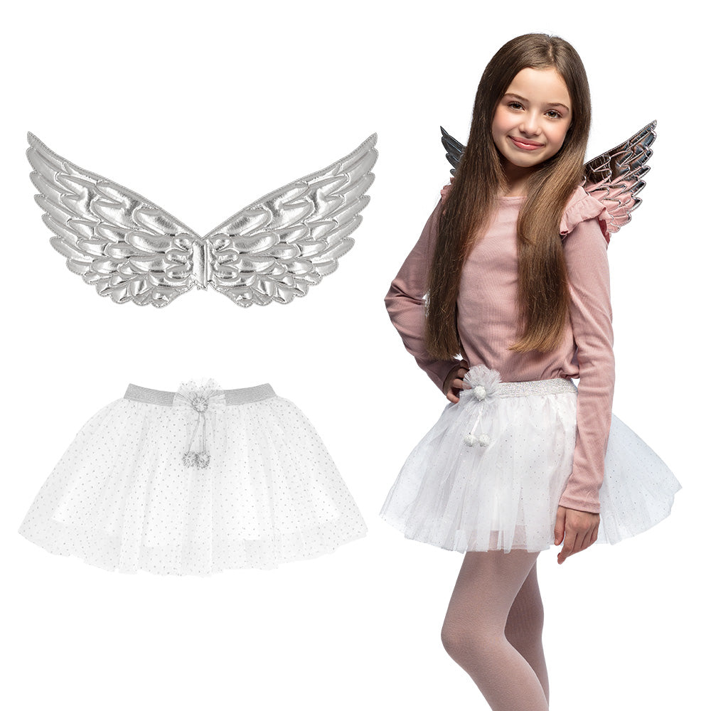 Angel Child Costume Set, Gold or Silver, Choice of Wings and Tutu for Girls 2