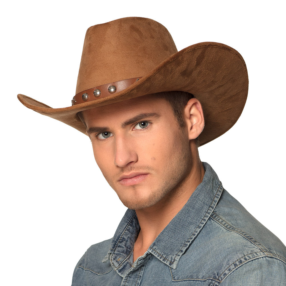 Cowboyhut Nebraska – brauner Westernhut aus Kunstwildleder, Cowboyhut für Herren