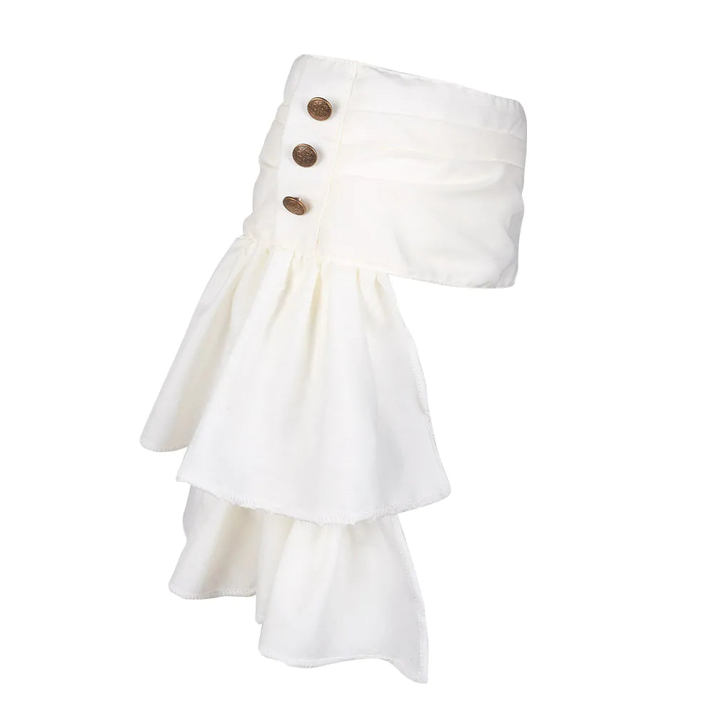 Steampunk Jabot – White Ruffled Collar for Men's Costume &amp; Victorian Look 3