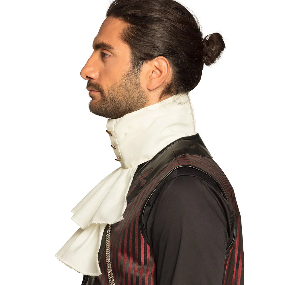 Steampunk Jabot – White Ruffled Collar for Men's Costume &amp; Victorian Look 5
