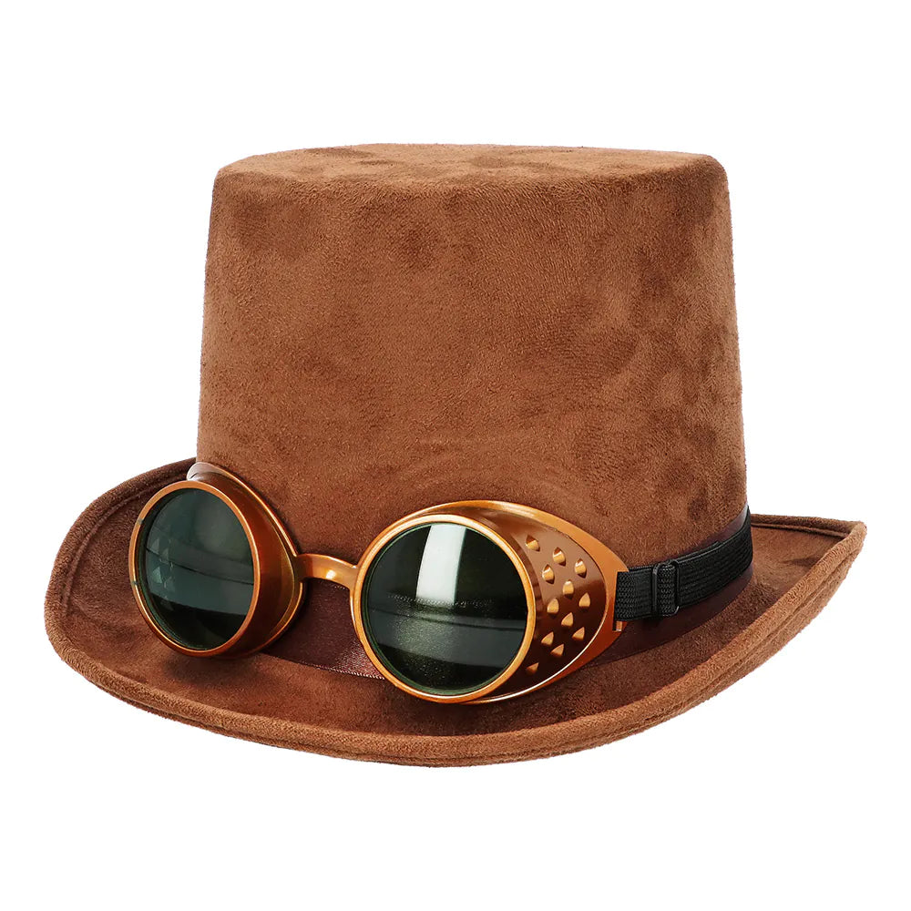Streetpunk hat with party glasses – Steampunk top hat costume accessory 2