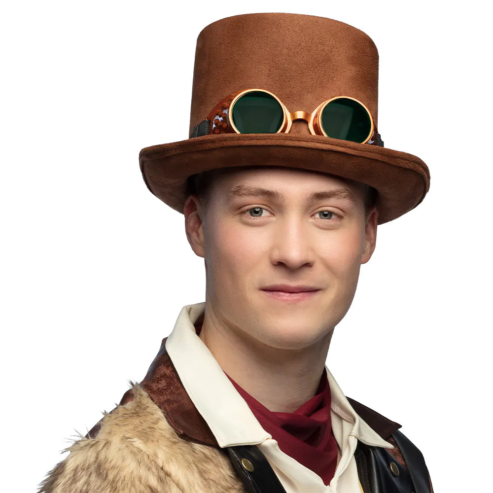 Streetpunk hat with party glasses – Steampunk top hat costume accessory 3