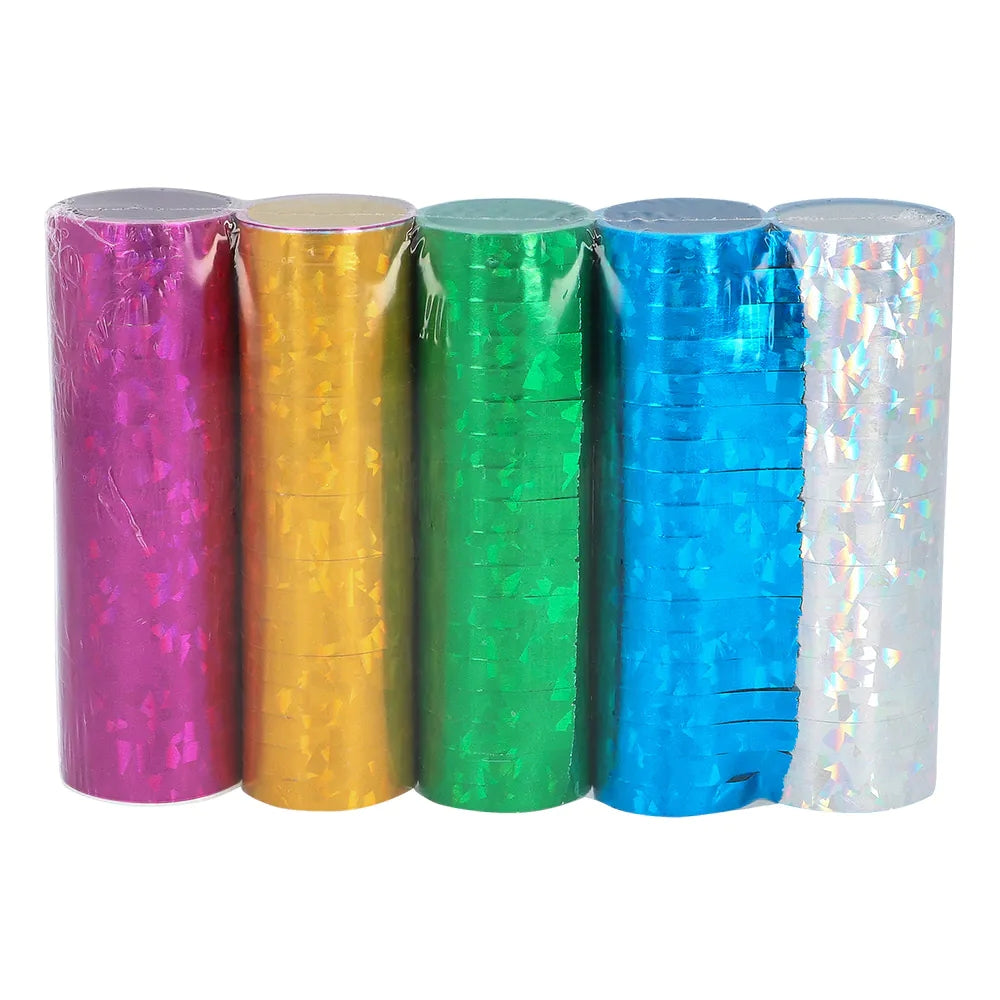 5 Rollen Papierluftschlangen Holographisch Party Deko bunt 4 m je Rolle 1