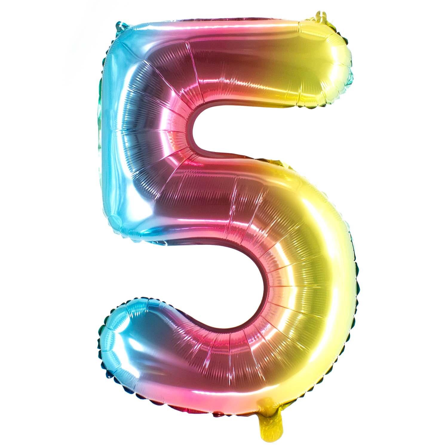 Foil balloons, number balloon, rainbow, 100 cm, numbers 0 to 9, shiny 10