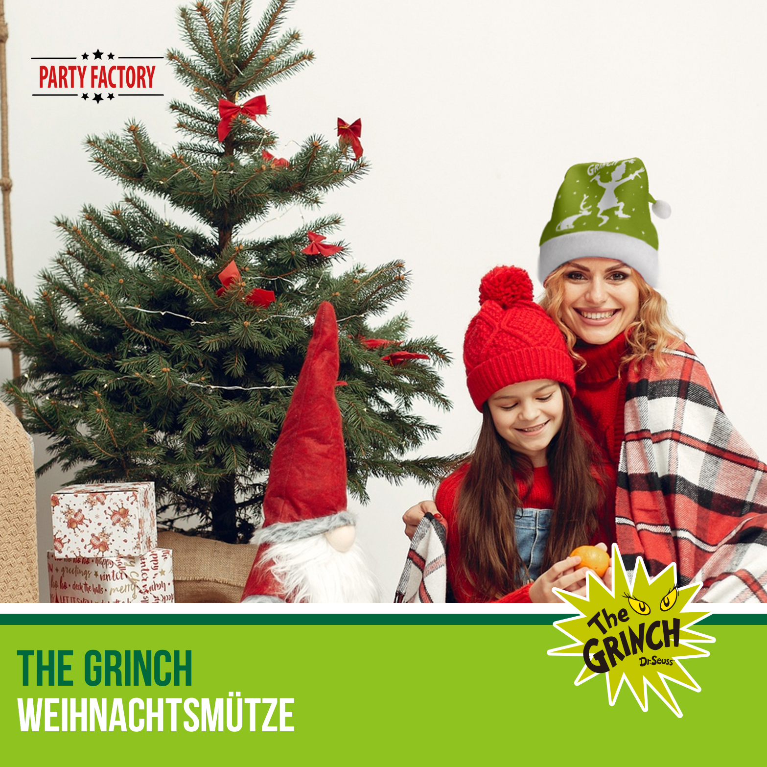 The Grinch Weihnachtsmütze – grün-weiße Mütze 30 × 42 cm Polyester 6