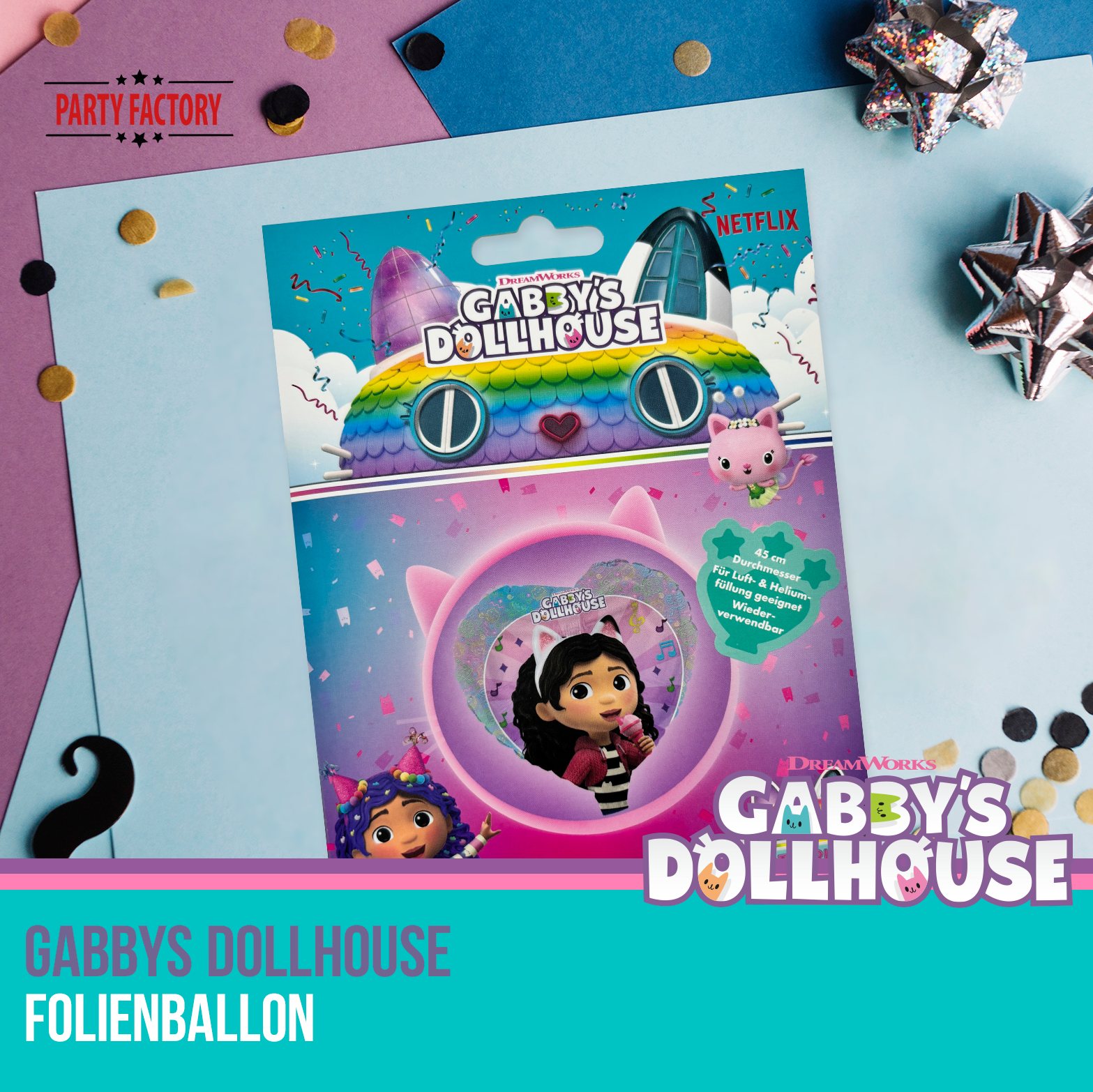 Gabby's Dollhouse Foil Balloon Heart 45 cm - Gabby Party Balloon with Microphone 6