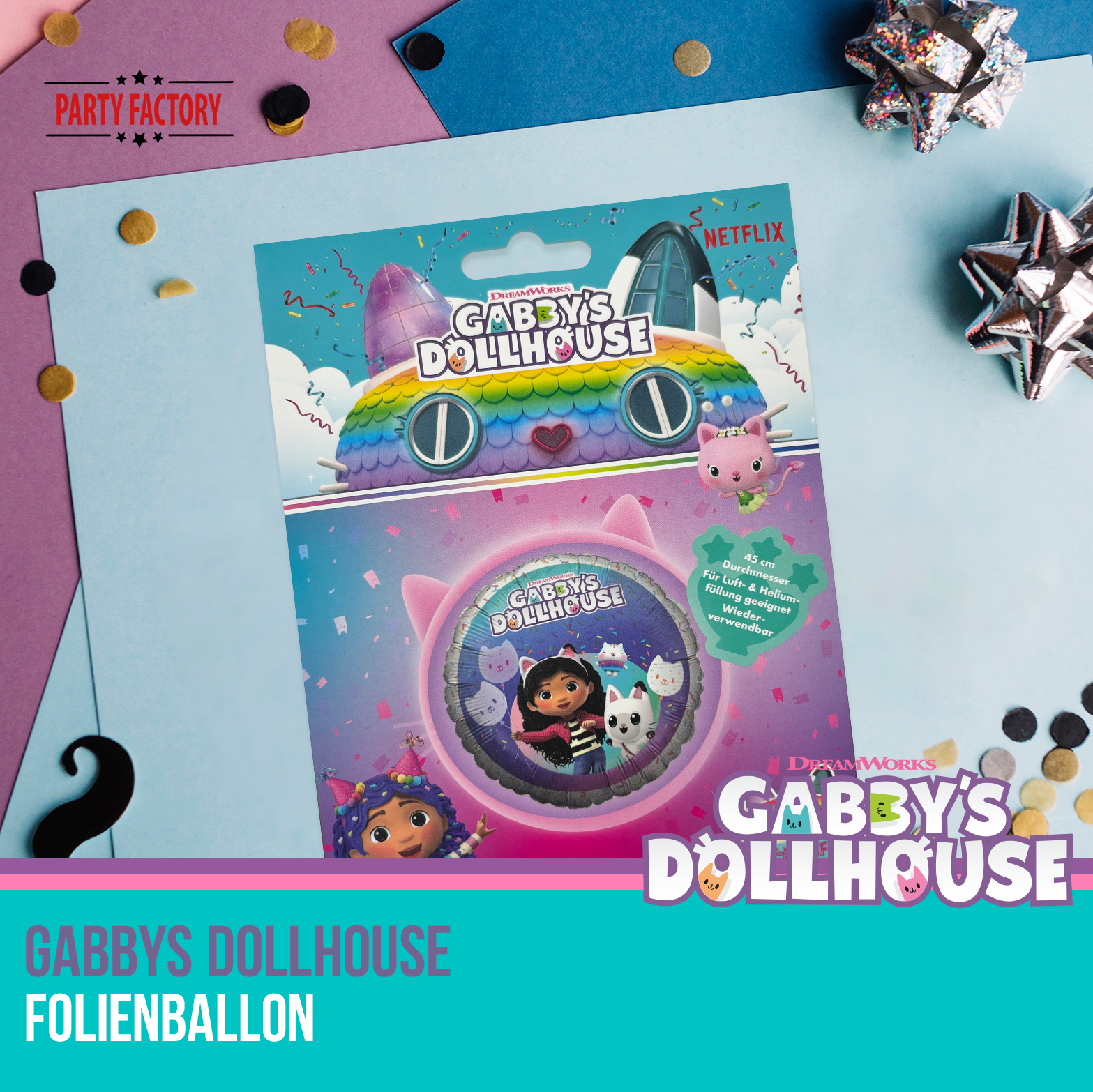 Gabby's Dollhouse Foil Balloon 45 cm Round – Party Balloon Gabby & Cats 6