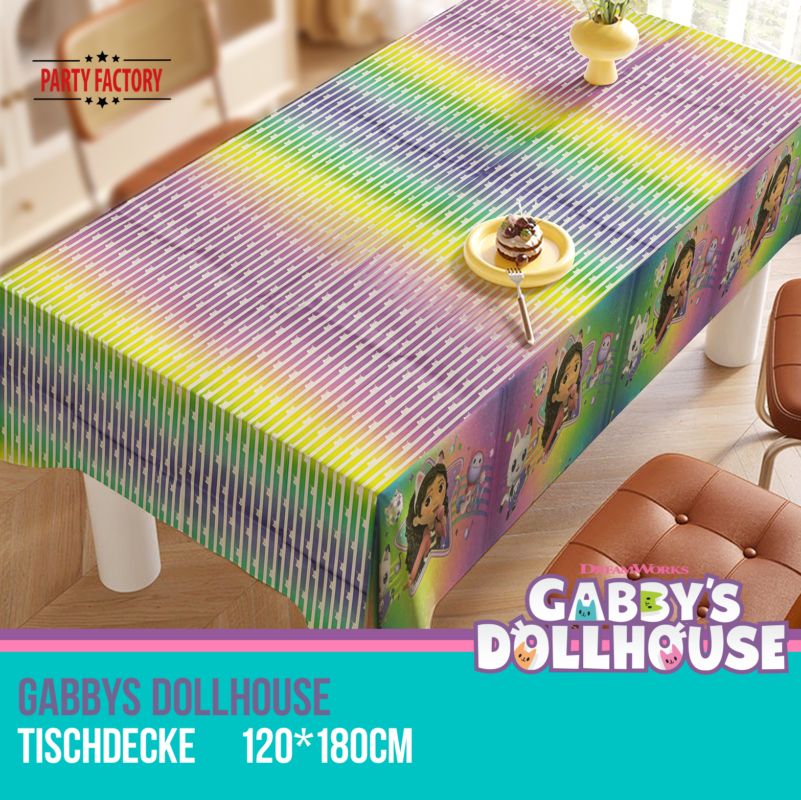 Gabby’s Dollhouse Tischdecke 120x180 cm – Papier Partydeko Kindergeburtstag 4
