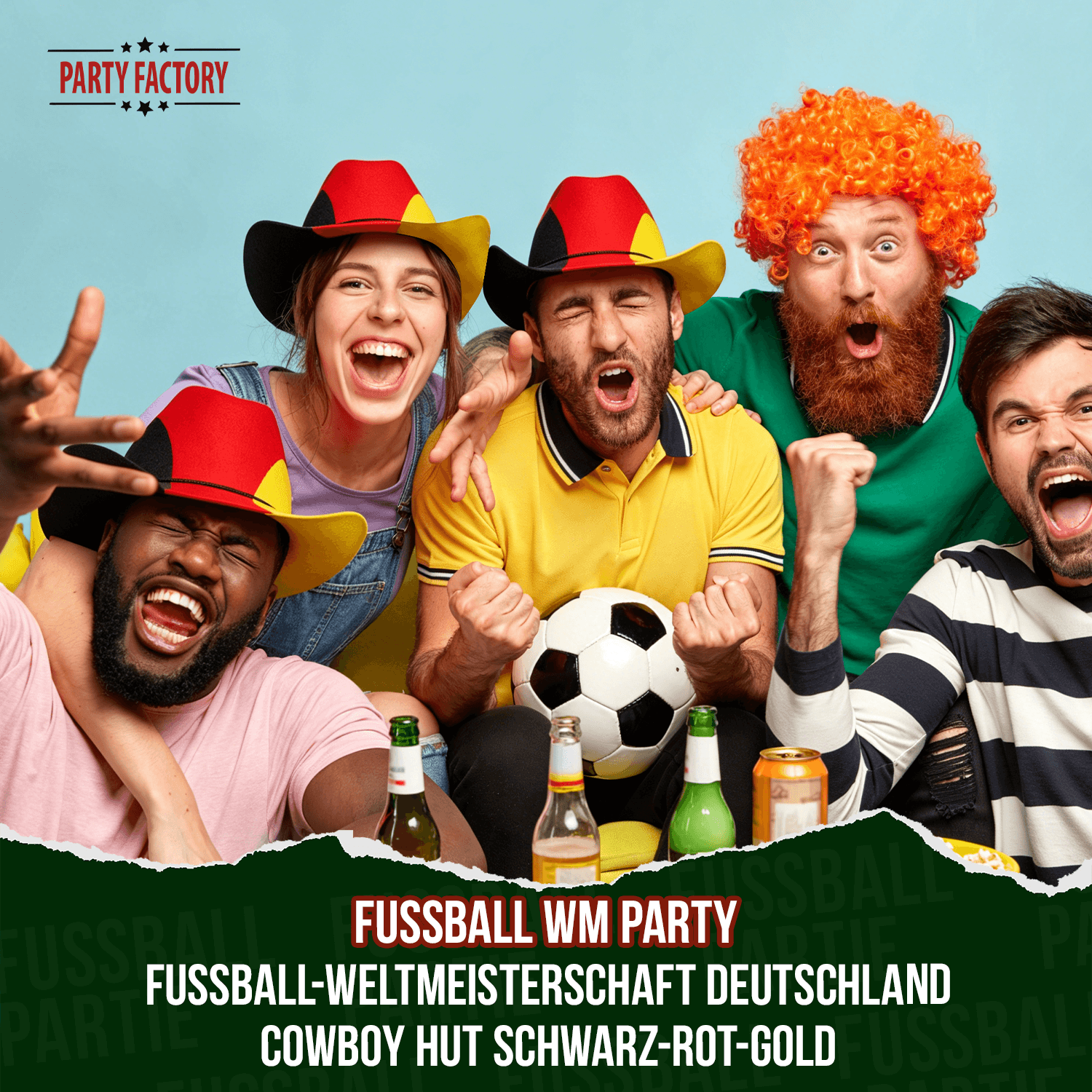 Fußball WM Deutschland Cowboyhut Schwarz-Rot-Gold 8