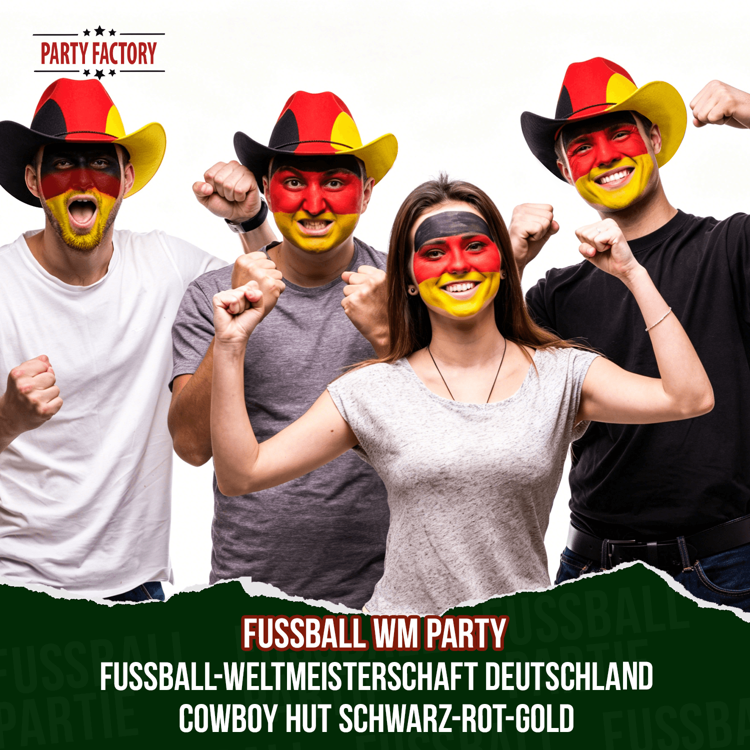 Fußball WM Deutschland Cowboyhut Schwarz-Rot-Gold 9