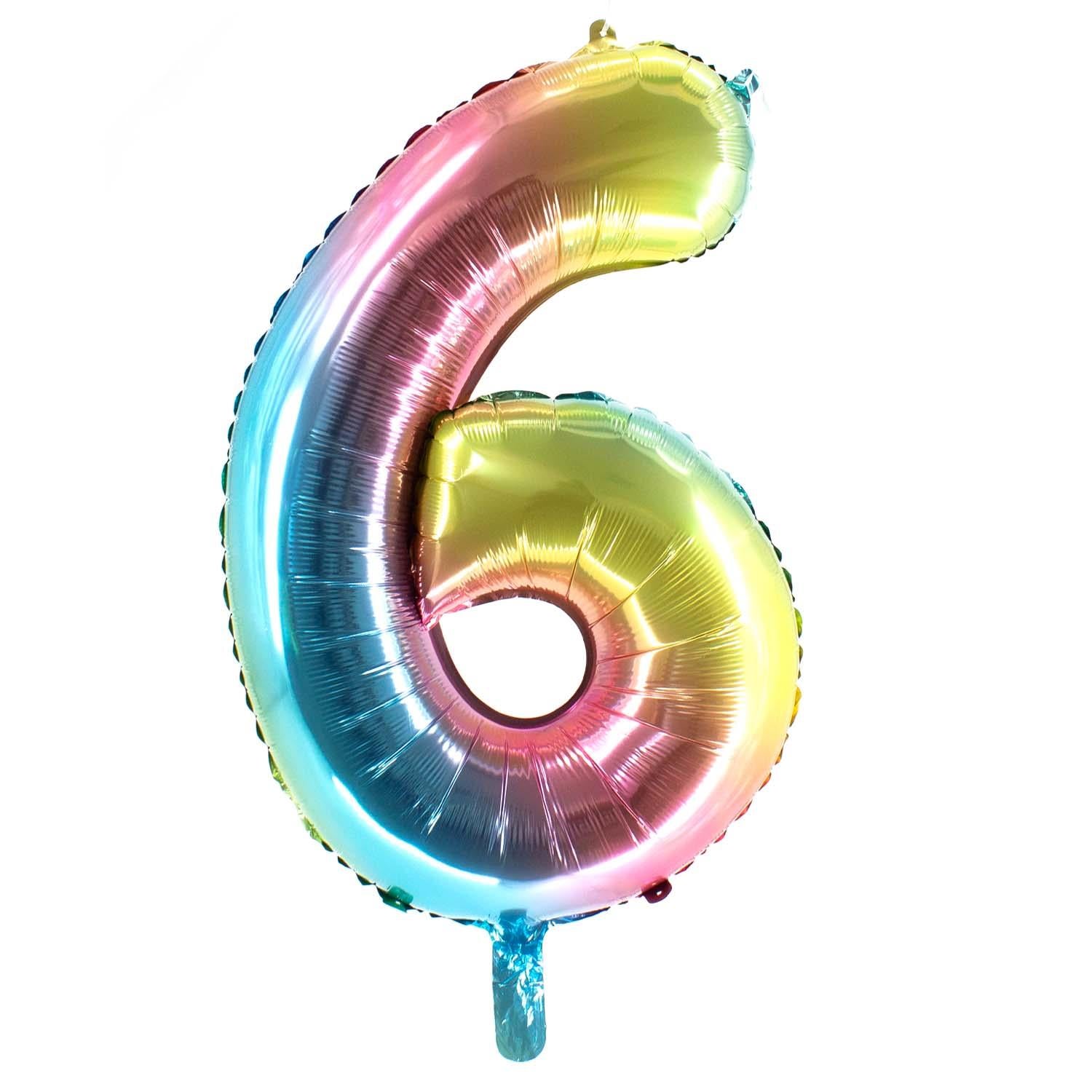 Foil balloons, number balloon, rainbow, 100 cm, numbers 0 to 9, shiny 11