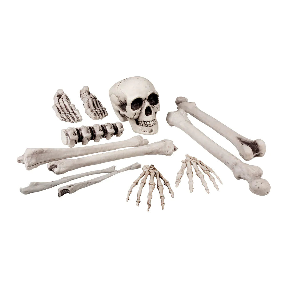 Satz Totenkopf und Knochen 12-teilig (23 cm) – Halloween Deko Set Party