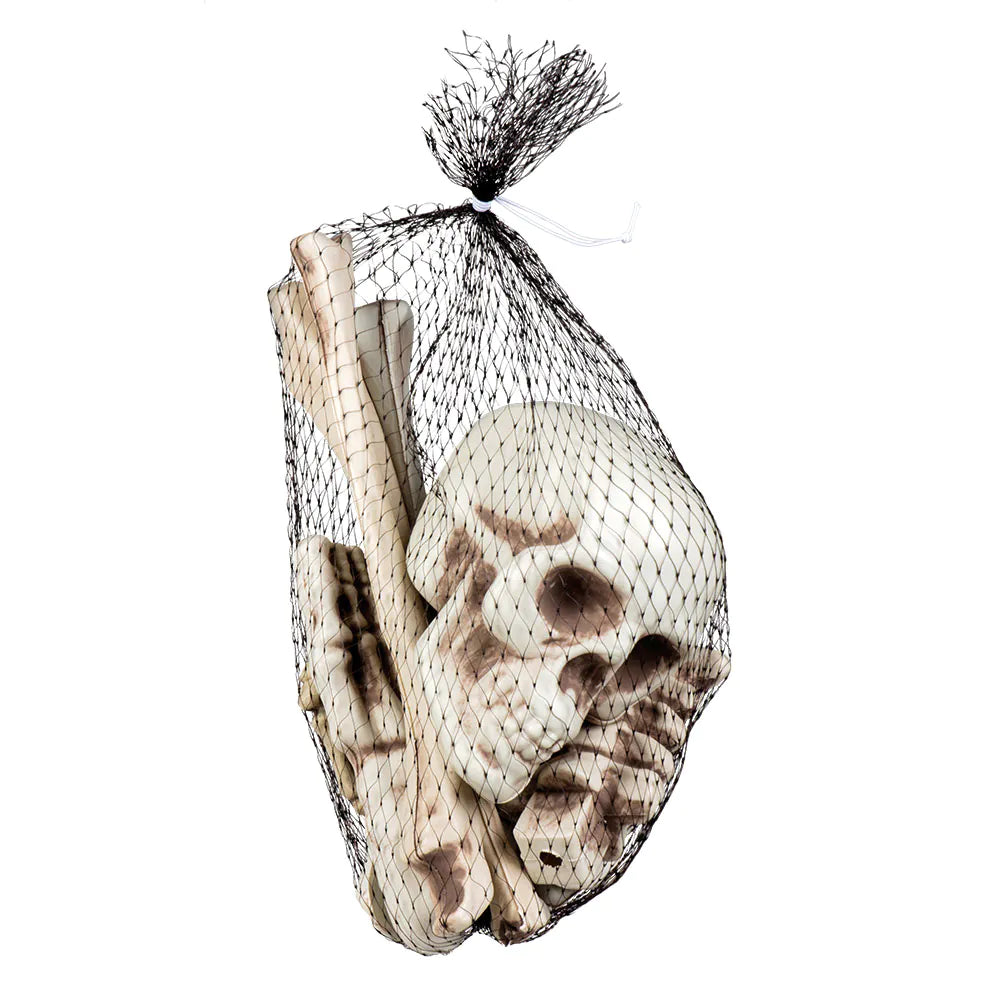 Satz Totenkopf und Knochen 12-teilig (23 cm) – Halloween Deko Set Party 2