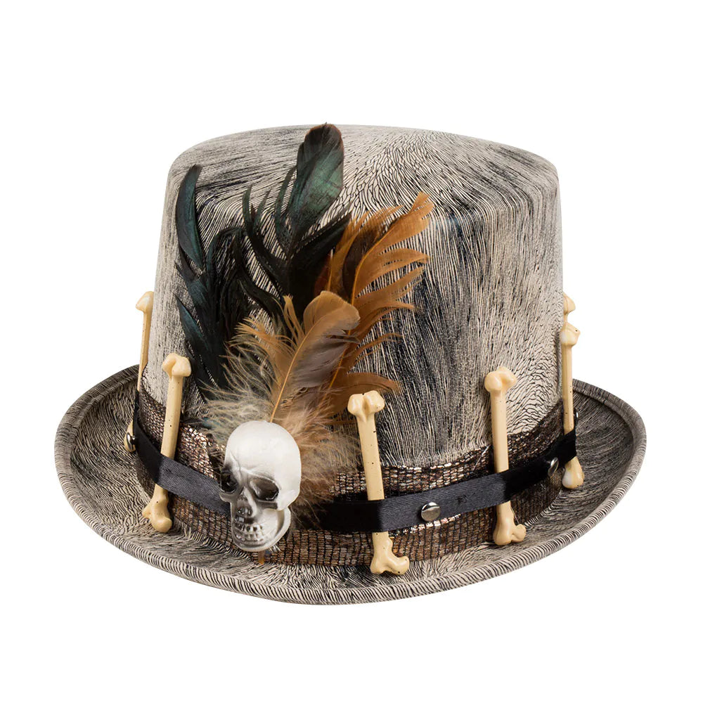 Hut Voodoo Nawu mit Federn und Schädel – Karneval & Halloween Accessoire 2