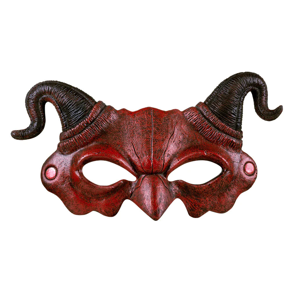 Schaum Halbmaske Dämon rot mit Hörnern – Halloween & Karneval Maske 2