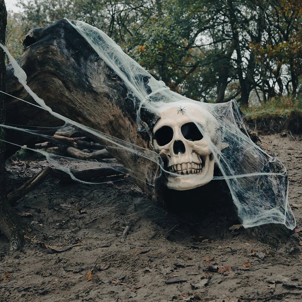 Spinngewebe 500 g weiß mit 25 Spinnen mega Halloween Netz für innen und außen 6