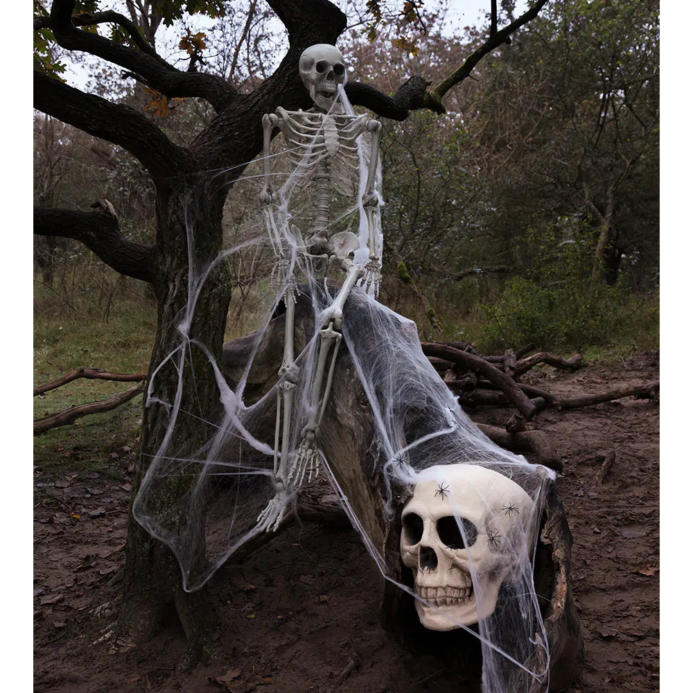 Spinngewebe 500 g weiß mit 25 Spinnen mega Halloween Netz für innen und außen 7