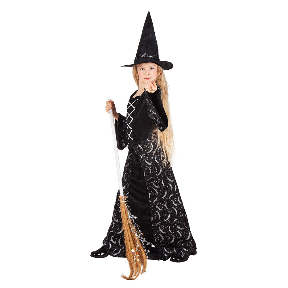 Children's costume Midnight Witch black for girls 7-9 or 10-12 years old (choice of options)