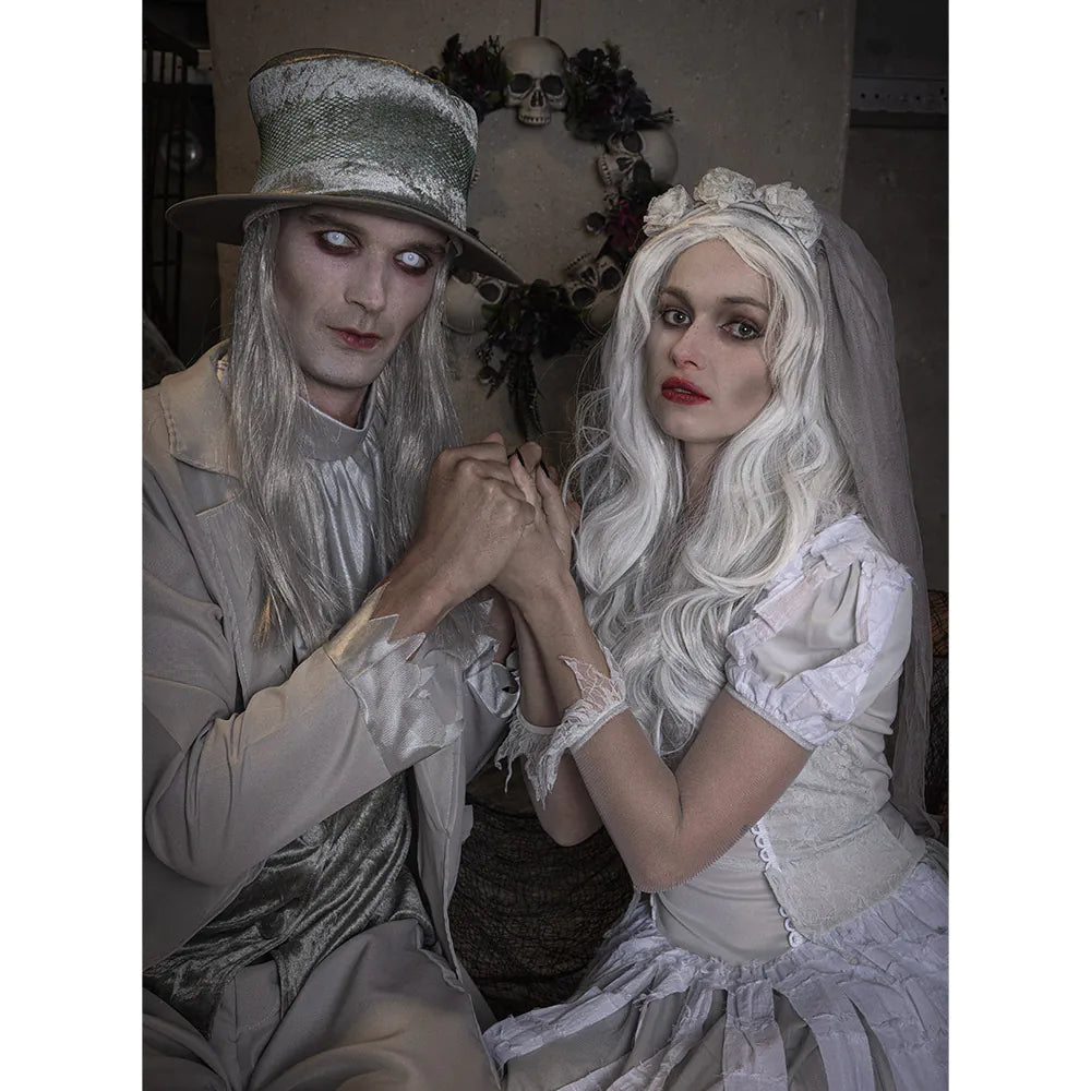 Erwachsenenkostüm Ghost Groom 54/56 – Geister-Bräutigam Outfit mit Hut & Weste 4