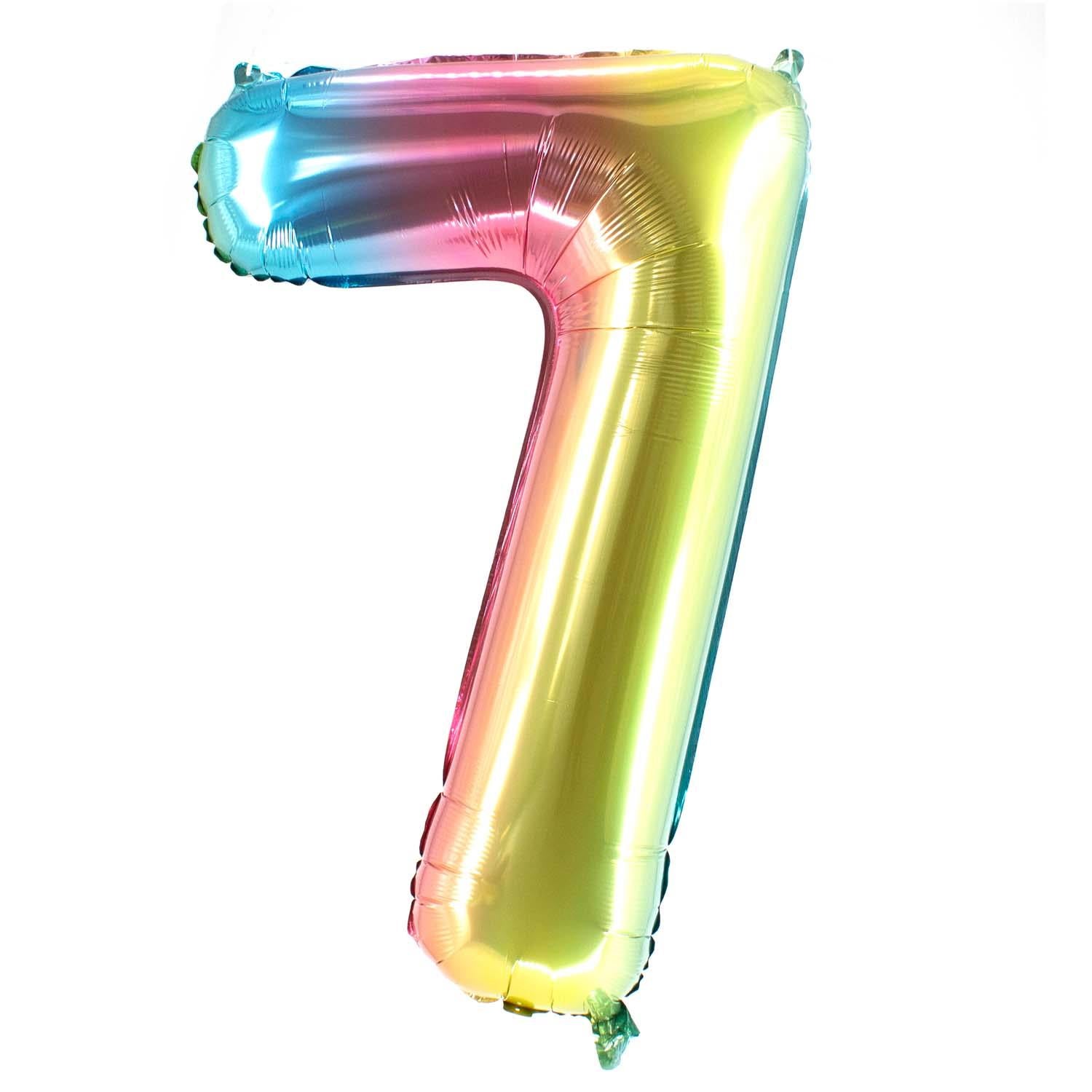 Foil balloons, number balloon, rainbow, 100 cm, numbers 0 to 9, shiny 12