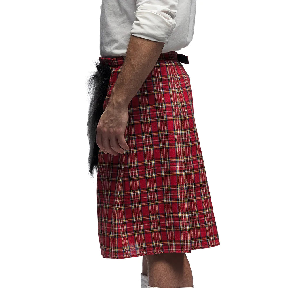 Schottenrock MacKenzie rot – Verstellbarer Kilt mit Kunstpelz-Tasche für Herren 3