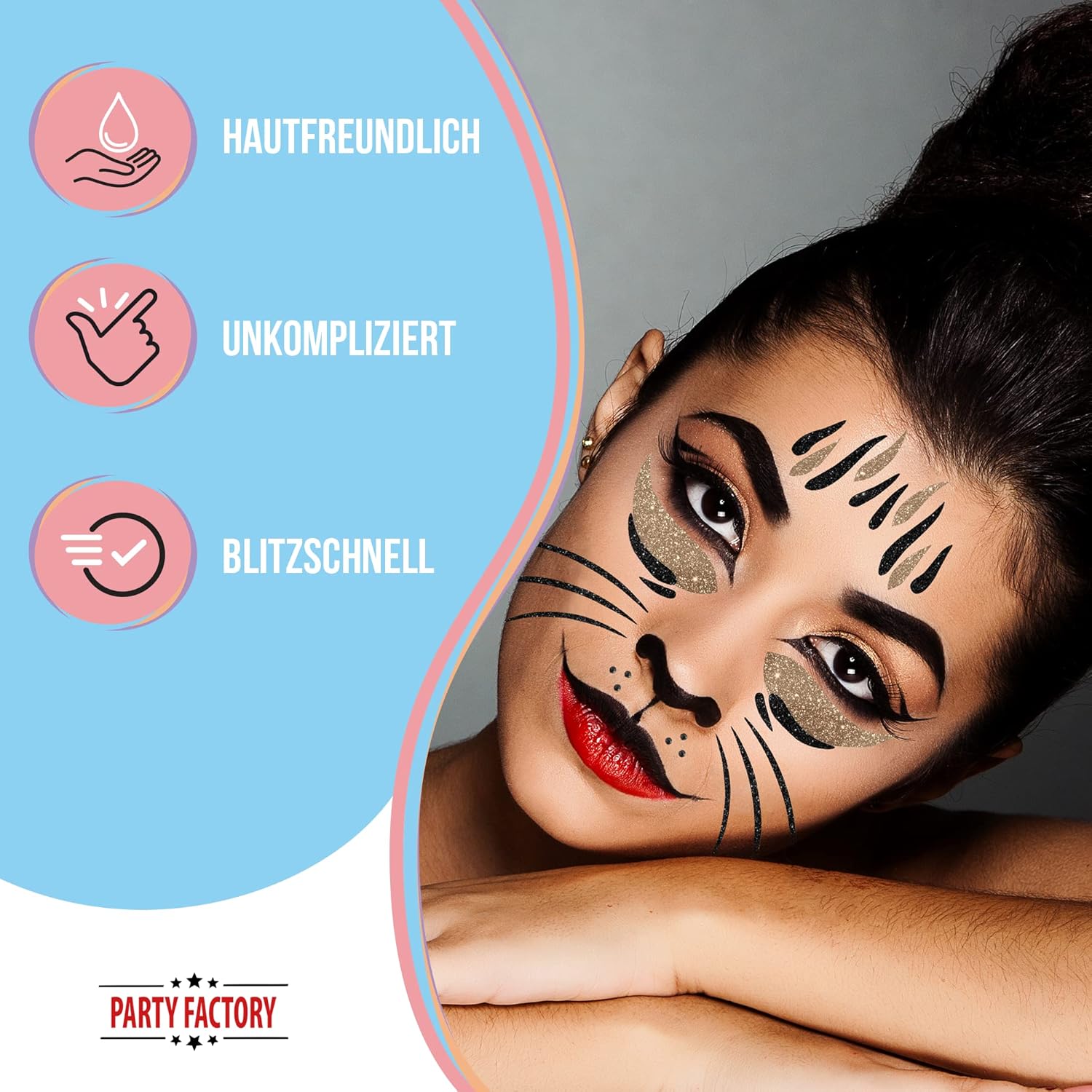 Glitter Face Tattoo - Cat 14