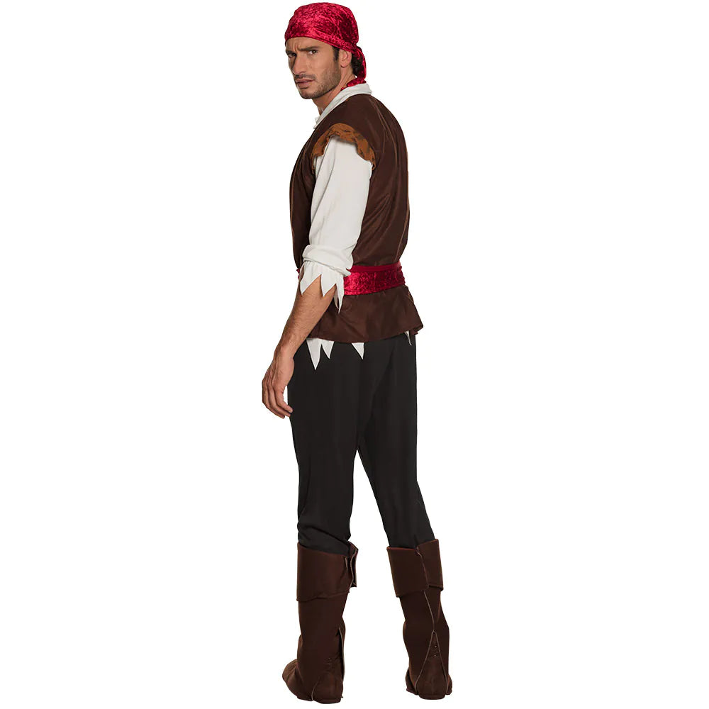 Pirate costume for men Thunder 7-piece set: trousers, vest, belt, shirt, bandana, 2 leg warmers 2