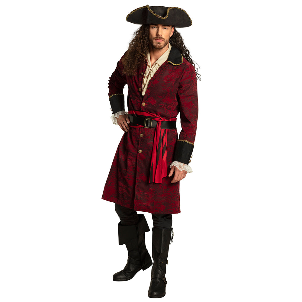 Pirate Men's Costume Typhoon 5-Piece Coat Chest Insert Hat 2 Belts Choice 3