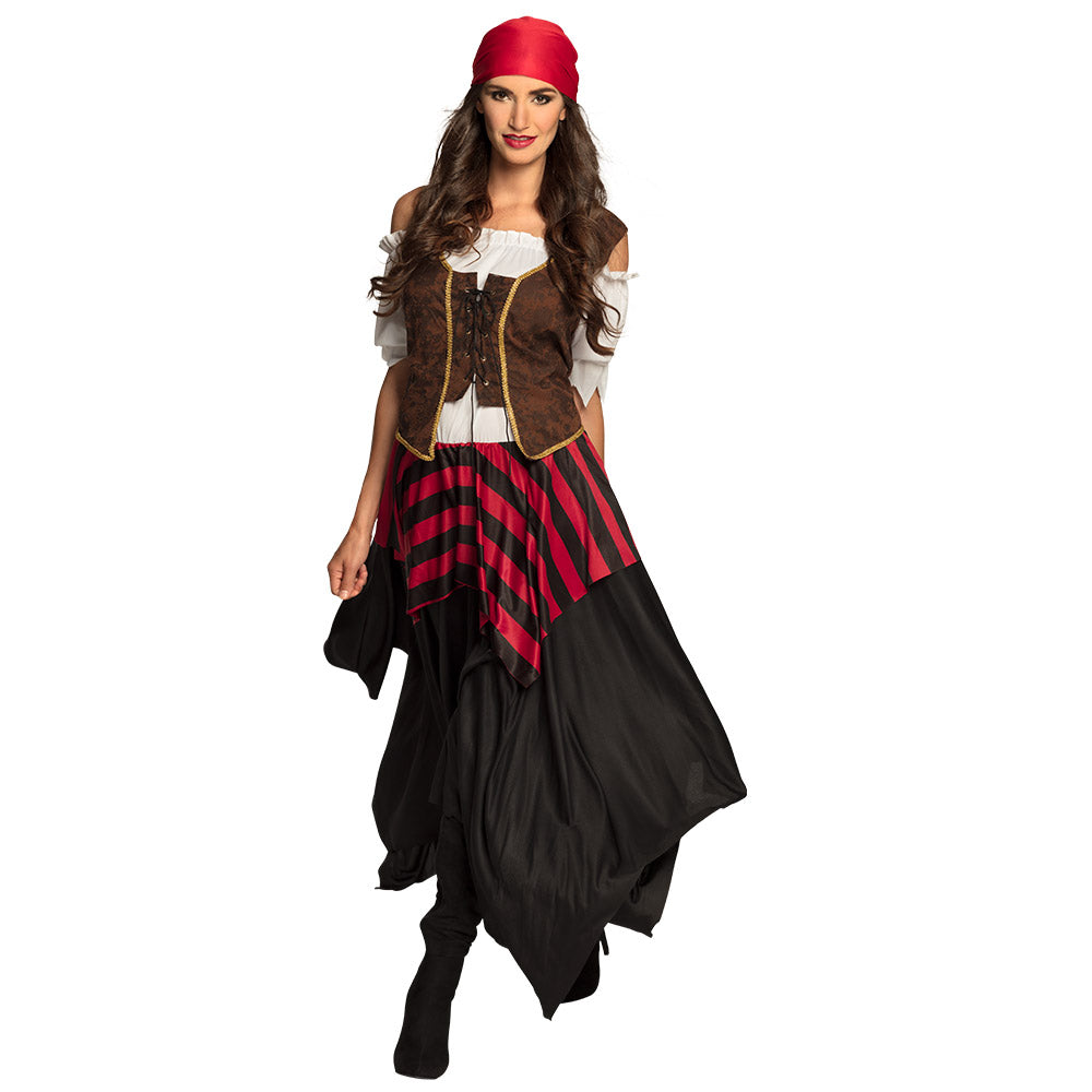 Piraten Kostüm Damen Piratin Tornado authentisches Outfit mit Rock Bluse Bandana 44/46 5