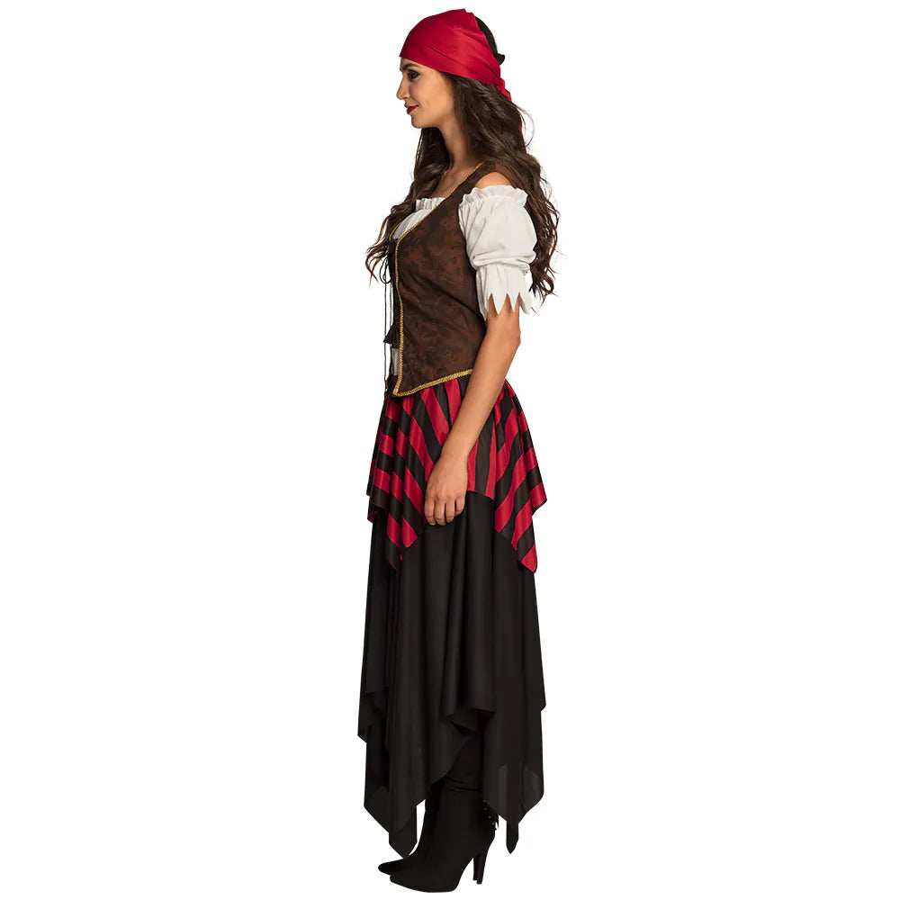 Piraten Kostüm Damen Piratin Tornado authentisches Outfit mit Rock Bluse Bandana 44/46 7