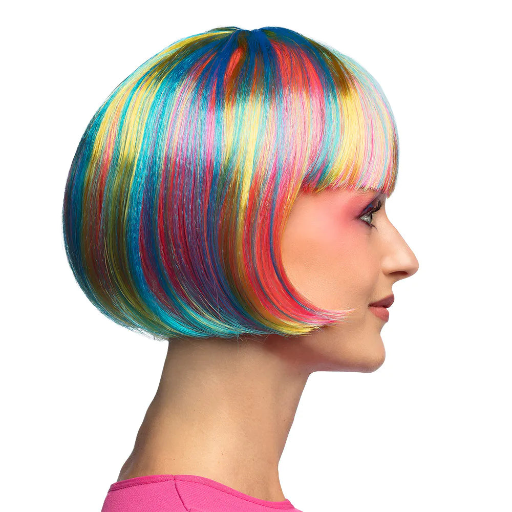 Perücke Pebbles UV – Neonfarbene Bob-Perücke mit Pony, leuchtet im Schwarzlicht 2