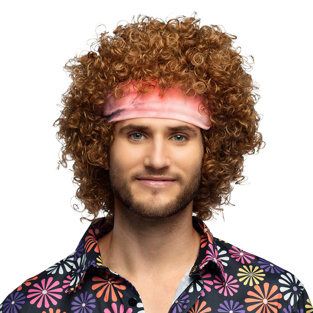 Perücke Hippie Groove – Lockige 70er-Jahre Perücke mit pinkem Stirnband 5